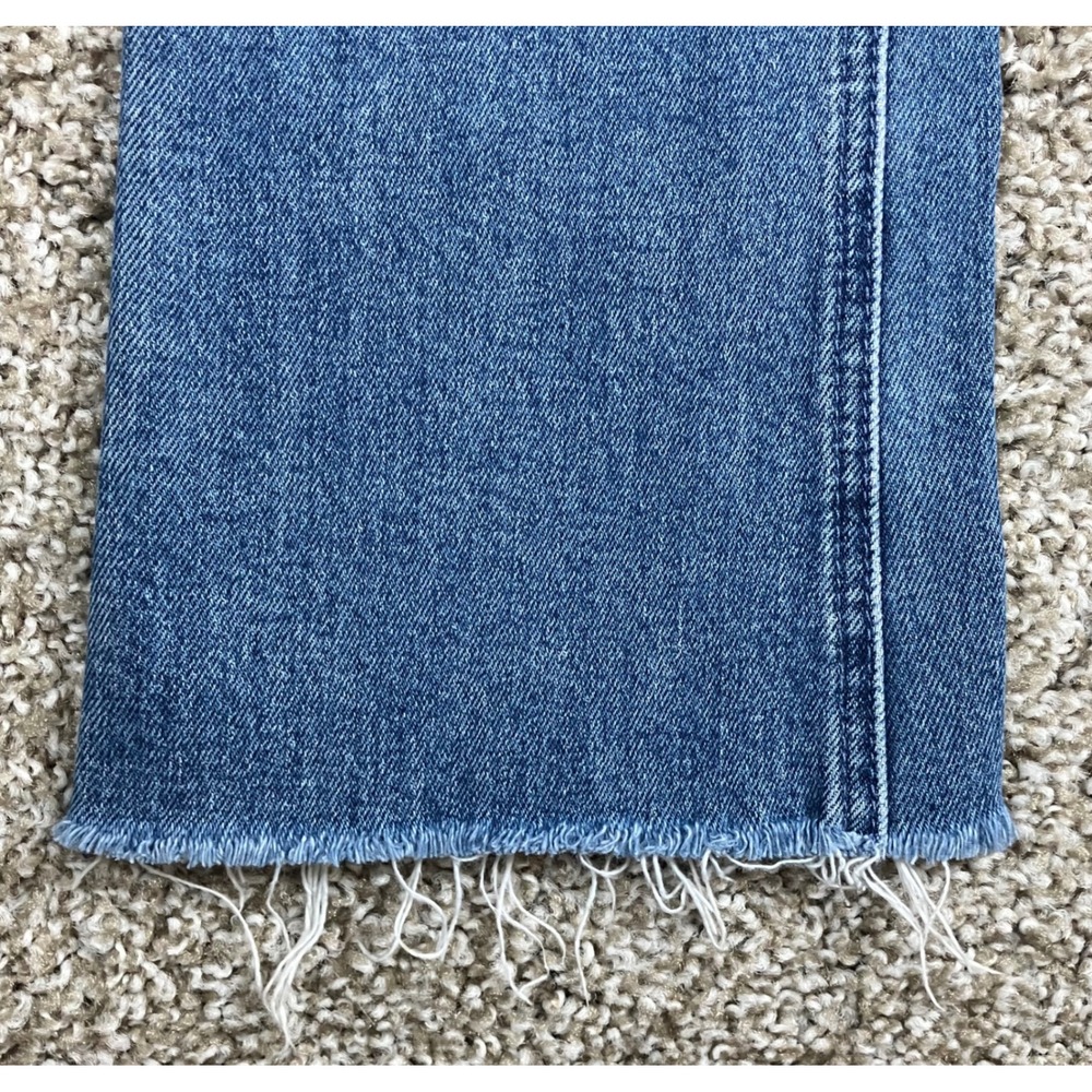 Mother The Runaway Popism Blue Flare Jeans Raw Hem High Rise Size 24 Made in USA - Picture 2 of 15